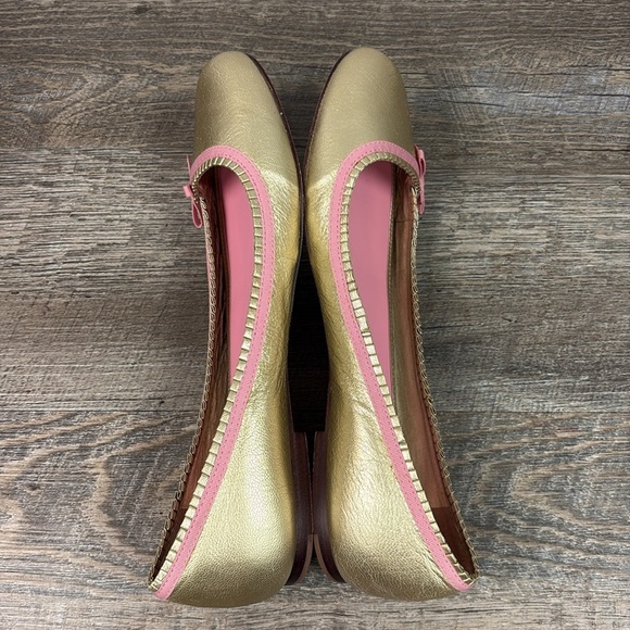 Lilly Pulitzer Via Palm Beach Gold Leather Ballet Flats Size 8.5 - Picture 4 of 13